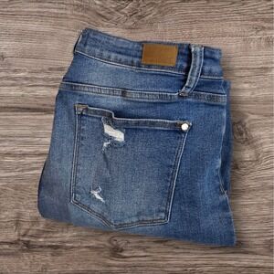 Judy Blue Jeans 11/30 Slim Fit Distressed Blue Denim JB84183 Stretch Mid Rise